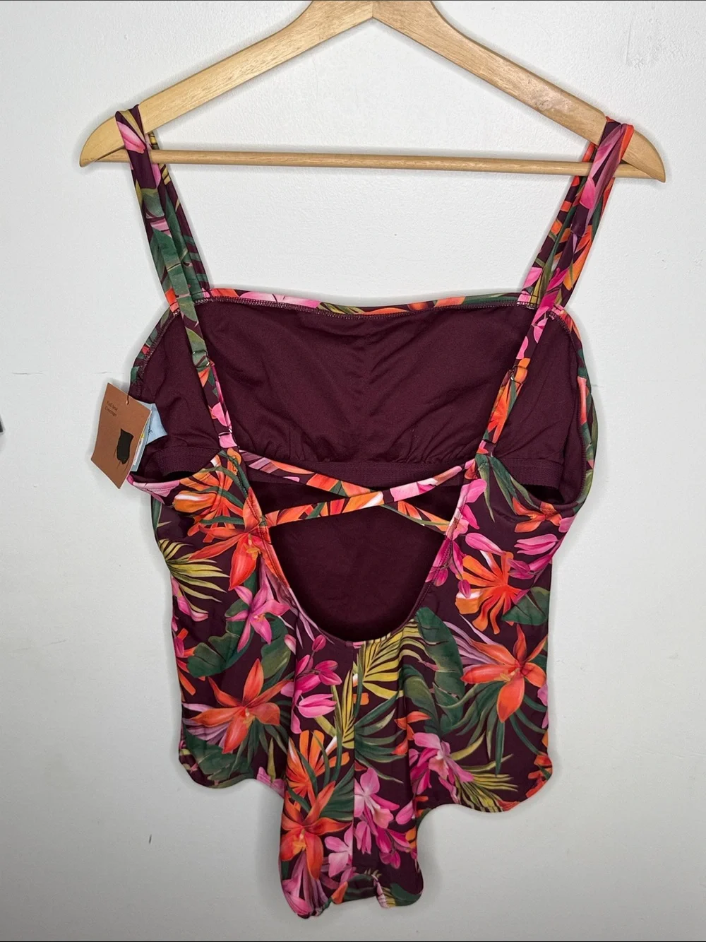 Shade & Shore tropical floral print one piece swimsuit L
